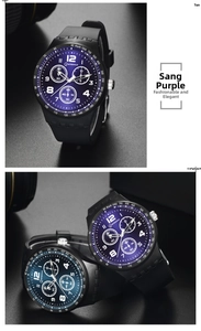 Detailansicht der MINGRUI wasserdichten Sport Quarzuhr mit Chronographen-Zifferblatt in Violett