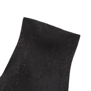 Sexy black tube top with silver cracked coating and high-fashion metallic texture