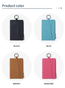 Litchi pattern leather coin purse in four colors: black, blue, brown, and rose red