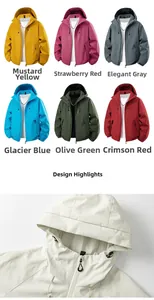 Texture détaillée et options de couleurs pour cette veste à capuche d'extérieur coupe-vent