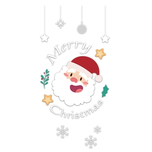 Christmas window static stickers with cute Santa Claus, snowflakes and festive patterns