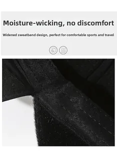 Macro shot of the widened sweatband with fine texture and black faux fur trim details
