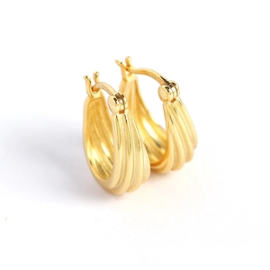 Minimalist S925 sterling silver gold-plated geometric spiral huggie hoop earrings