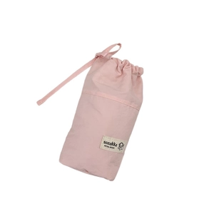 Pink drawstring stationery pouch with cute dog print and PETAL-SKIES series branding