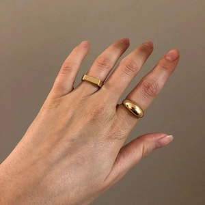 Vintage Minimalist Rectangle Top Signet Ring Polished Zinc Alloy Smooth Stackable Finger Ring For Women Fashion Jewelry