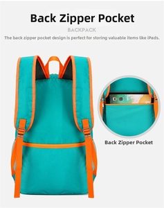 Detail view of the secure anti-theft back pocket for tablets on hiking backpack