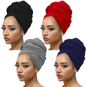 Women Turban Cap Solid Color Stretchy Milk Silk Headwrap Muslim Hijab Fashion Headwear Casual Daily Hair Accessories