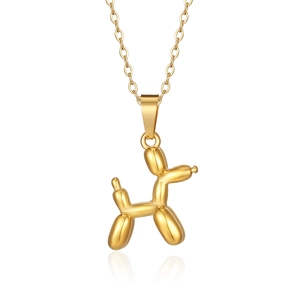 Balloon Dog Pendant Necklace Stainless Steel 18K Gold Plated Minimalist Fashion Jewelry For Women
