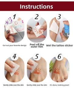 Step-by-step instructions for applying brown lace floral waterproof temporary tattoos