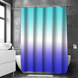 Moderner wasserdichter Duschvorhang aus Polyester mit teal, weißem und violettem Farbverlauf