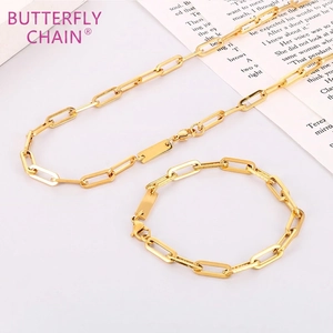 Stainless Steel Paperclip Chain Necklace Geometric Rectangular Tag Minimalist Jewelry For Men Women