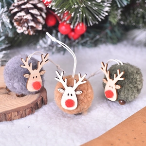 Ornement suspendu de renne pompon de Noël mignon pendentif en peluche elan décor