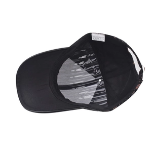 Detail view of the interior structure of the thick plaid baseball cap with inner lining