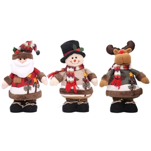 Standing Christmas plush set featuring Santa Claus, Snowman and Reindeer decorations