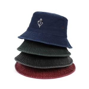 Washed Cotton Bucket Hat With Mushroom Embroidery Vintage Distressed Sun Protection Outdoor Fishing Sunhat For Adult