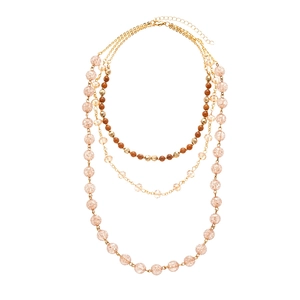 Vintage multi-layer beaded necklace with gold chain and acrylic crystal glass beads