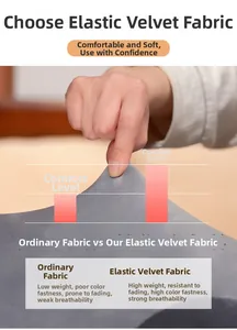 Makro-Detail des dicken elastischen Samtstoffs mit Textur und hochwertiger Dehnbarkeit