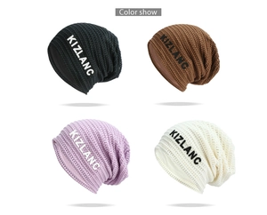 Four-color grid display of breathable mesh knit beanies with KIZLANC lettering