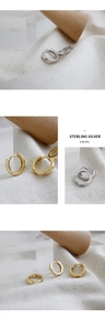 Macro detail of S925 sterling silver geometric hoop earrings in gold and silver finish
