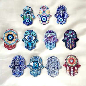 Set of 11 colorful acrylic Hamsa Hand and Evil Eye charms for DIY jewelry making
