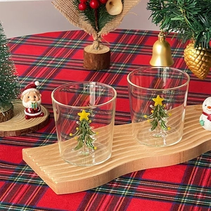Creative Christmas tree shaped high borosilicate glass cups set for juice and milk