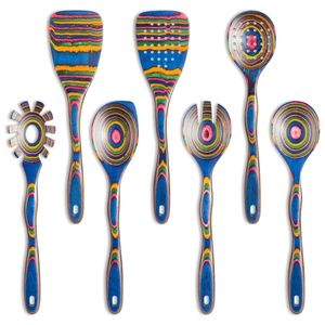 Set di 7 utensili da cucina colorati in legno Pakka per pentole antiaderenti professionale
