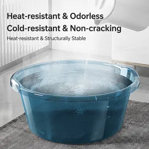 Grande bassine en plastique bleu transparent, résistante à la chaleur pour bébé