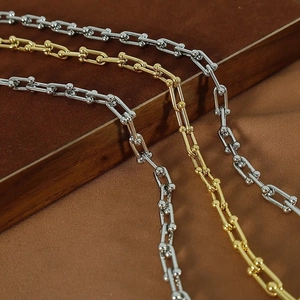 Chic 18k gold plated horseshoe U-link chain bracelets in silver and gold finishes
