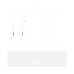 Detailed size parameters of 9cm rose gold wavy tassel threader earrings with silver needles