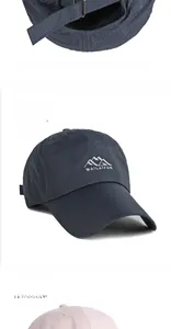 Detail of quick-dry baseball cap with adjustable metal buckle and breathable mesh