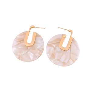 18K gold plated marble pattern acetate round hoop earrings for a minimalist look