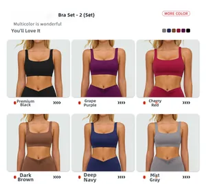 Completo reggiseno sportivo e leggings con scollo a U disponibile in sei colori opachi