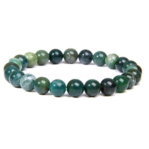 Bracciale di perle in agata muschiata naturale verde per uomo e donna, design elastico