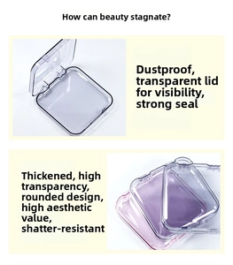 Transparent high-gloss PS plastic storage box with dust-proof lid for press-on nails