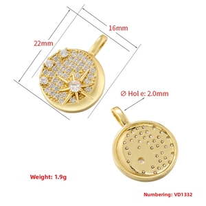 Detailed view of luxury gold-plated pendant with sparkling cubic zirconia star details