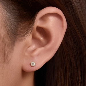 Orecchini a perno tondi in argento S925 dorato con pavé di zirconi scintillanti