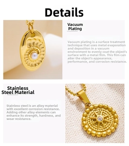 Détails de pendentifs en acier inoxydable plaqué or 18k avec perles et zircons