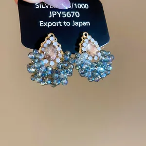 Boucles D'oreilles Goutte D'eau Style Palais Français Avec Tige En Argent Sterling 925 Alliage Cristal Perles Verre Luxe Femme