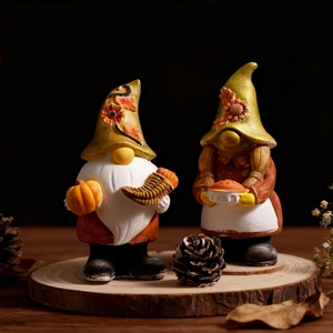 Harvest festival gnome silicone molds for DIY pumpkin resin and plaster ornaments