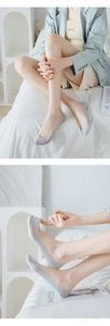 Detail view of light gray ultra-thin breathable mesh no-show socks for women