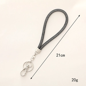 Black mesh diamond phone lanyard with silver clasp, 21cm length for bags and keys