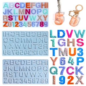 Alphabet Letter Number Silicone Mold Resin Casting Epoxy DIY Jewelry Keychain Pendant With Hanging Hole Mirror Surface Craft Tool