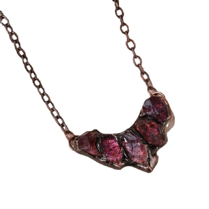 Vintage bronze necklace featuring irregular raw amethyst stones in a unique punk style