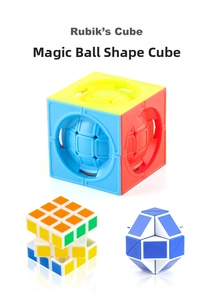 Three educational puzzles including an 3x3 cube, a snake ruler and a hollow sphere cube
