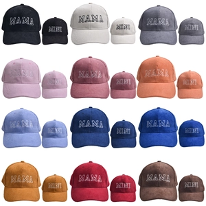 Corduroy MAMA and MINI baseball cap set in various colors with embroidery