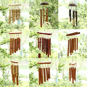 Handmade Bamboo Wind Chimes Natural Coconut Shell Tubes For Garden Patio Outdoor Home Decor Zen Rustic Hanging Ornament
