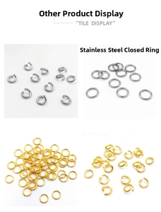 Detail of stainless steel jump rings in gold and silver for jewelry making