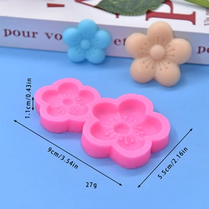 Dual flower silicone mold for DIY baking and soap making with dimension markings