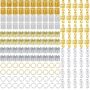 Gold Silver Metal Dreadlock Beads Rings Hair Braiding Charms Crown Spring Hollow Hair Cuffs Accessories For Women Hair Jewelry