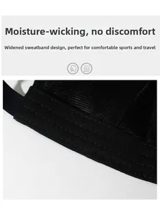 Gros plan sur le bandeau anti-transpiration large et le tissu sergé de la casquette noire